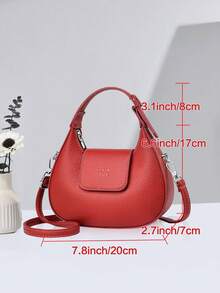 One Red Autumn/Winter New Style Fashionable Women's Simple Shoulder Bag, Zipper Closure, Solid Color PU Crescent Bag For Women's Shoulder And Handbag.