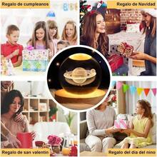 2Pcs Bola Cristal 3d, 3D Luz Nocturna de Bola Lmpara de Sistema y Saturno, Con Base De bola de cristal luz de noche, Decorar La Habitacin, Navidad, regalos espaciales para nios. - cálido - Ver 6