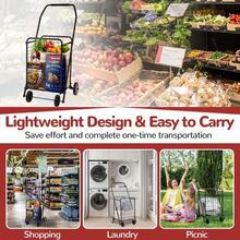 Foldable Shopping Cart With Wheels Lightweight Utility Trolley For Groceries Laundry And Travel Easy To Assemble And Store Black - 1 - 查看 4