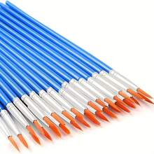 32pcs Professional Artist Paint Brushes Set - Blue Nylon Hair, Flat & Round Tips For Acrylic, Oil, Watercolor, Canvas, Face Painting - Artist, Student, Craft Supplies - one-size - View 9