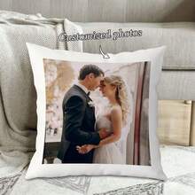 1pc Customized Couple Photo DIY Pillow Case, Personalized Husband And Wife Photo Customization, Valentine's Day, Wedding Anniversary, Couples, Family, Mother's Day, Father's Day, Thanksgiving, Teacher's Day Gift, Single-Sided Printed Pillow Cover, Suitable For Gifts To Family, Couples, Friends, Yourself (Pillow Insert Not Included) - Multicolor - View 14