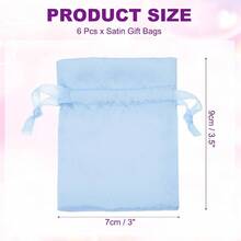 TYUI PATIKIL Satin Gift Bags 6 Pcs 3.5 X 3 Inch Wedding Favor Drawstring Bags With Drawstring For Birthday Christmas Jewelry Party Light Blue - 淺藍色 - 查看 5