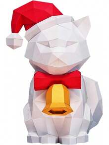 Gato Decoración Navideña para Interiores, Papercraft en 3D, Regalo de Navidad de Origami-Papiroflexia, Adorno Armable, Manualidad de Entretenimiento para Niño y Niña - 1 - Ver 8