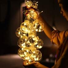 仙女灯串 - 透明球形灯，电池供电，无需插电，壁挂式，非常适合圣诞节、情人节、生日、室内节日装饰、万圣节仙女灯装饰、圣诞装饰