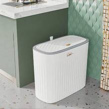 1pc White Trash Can, Lightweight Luxury Bathroom Tissue Box, 26*24cm With Lid, Suitable For Bathroom, Bedroom, Living Room, Office, Graduation Gift, Single Party Gift, Bridesmaid Gift, Father's Day Gift, Halloween Decor, Halloween Gift, Bridesmaid Proposal Gift - Multicolor - View 4