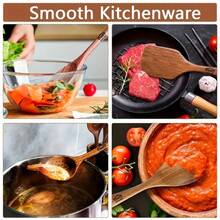 5pcs Premium Wooden Kitchen Utensils Kit -Ergonomic Handles Natural Wooden Spoons Spurtle Ladle And Wok Spatulas Heavy-Duty Wooden Utility Set For Non-Stick Pans Heat Resistant Easy To Clean And Durable Kitchen Essentials Cookware Accessories  Home And Living New In Dinnerware Christmas Present Cocina Kitchen Essentials Kitchen Gadgets Cooking Utensils - màu nâu - Xem 11