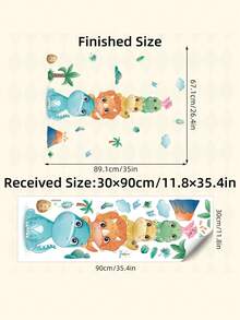 Creative Cute Stacked High Dinosaurs Animal Pattern Self-Adhesive Removable Wall Stickers, Cute African Animal Height Stickers, Children's Room Wall Stickers, Growth Chart For Wall, Peel & Stick Nursery Wall Decals For Bedroom - Multicolor - View 10