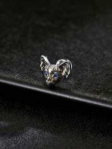 1pc Stainless Steel Punk Style Fox, Cat, Skull Design Earring For Men, Accessory For Party, Music Festival, Daily Wear - Multicolor - View 5
