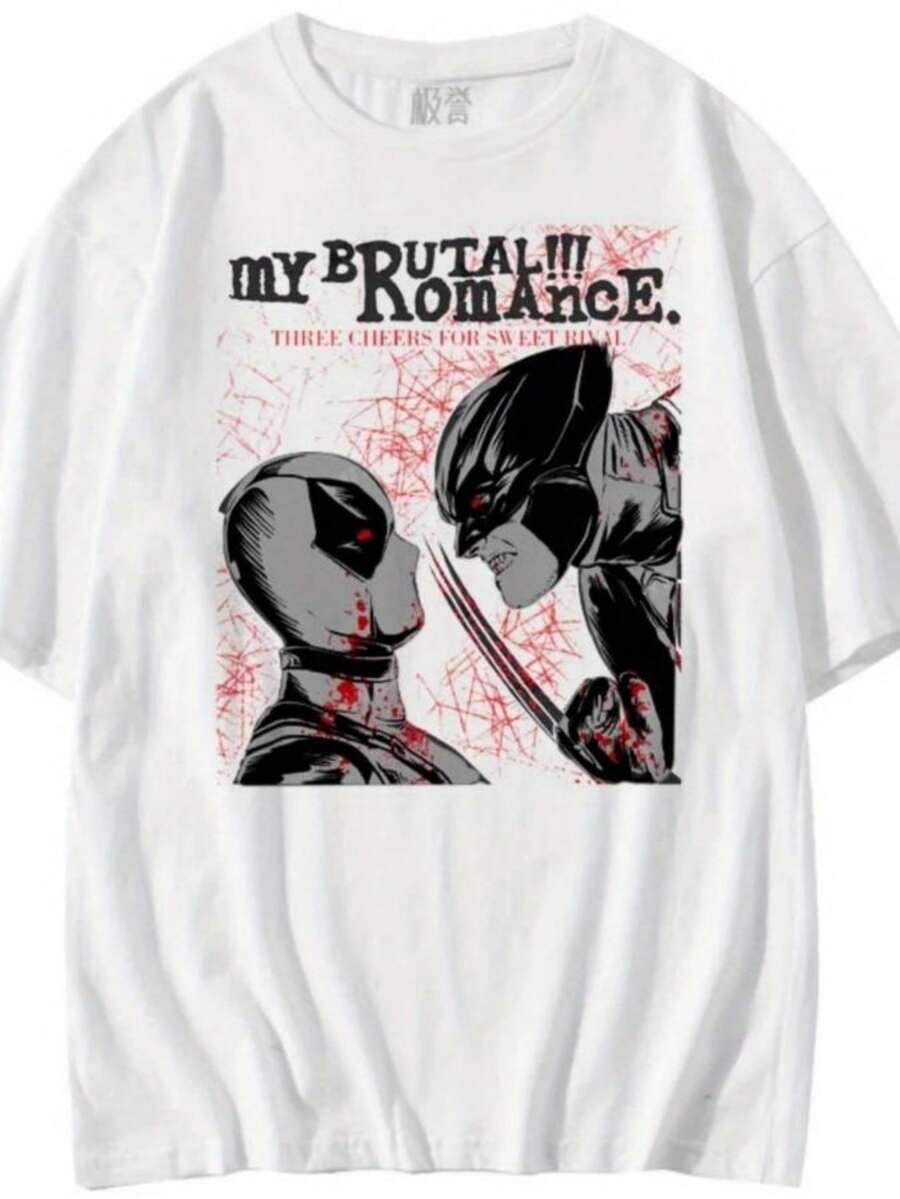 Deadpool Wolverine T Shirt Streetwear Short Sleeve Hip Hop Casual T-Shirt Vintage Amusing Cool Harajuku Cute Graphic Unisex Tops - trắng - Xem 1