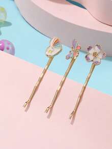 3件套女孩可爱独角兽蝴蝶发夹，优雅闪亮发夹，精致可爱BB夹刘海夹，适合派对、聚会或日常佩戴 - 彩色 - 查看 10