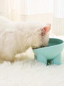 1pc Pet Cat Bowl, Macaroon Color Elephant Leg, Raised, Slant Edge, Anti-Spill, Anti-Chin Smudge Design