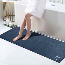 Modern Large Size Bathroom Mat - Diatomaceous Earth Bathroom Floor Mat, Non-Slip, Quick-Drying, Absorbent Diatomaceous Earth Bathtub Mat (15.7 Inches X 39.4 Inches, Navy Blue), Suitable For Bathrooms And Modern Design Styles.