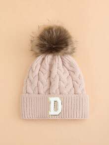 1 chiếc mũ len chữ cái cho bé, mềm mại, ấm áp và thoải mái, thích hợp cho bé trai và bé gái mặc ngoài trời vào mùa thu/đông. - Màu hồng nhạt - Xem 50