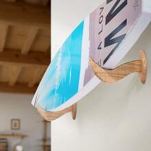Surfboard Wall Mount, Horizontal Surfboard Rack For Storage And Display, Wooden Board Stand Organizer For Wall, Surf Board Holder Ideal For Wakeboards, Snowboards, Kiteboards, Shortboard, Skis - Wall-mounted 1-story unit - 查看 1