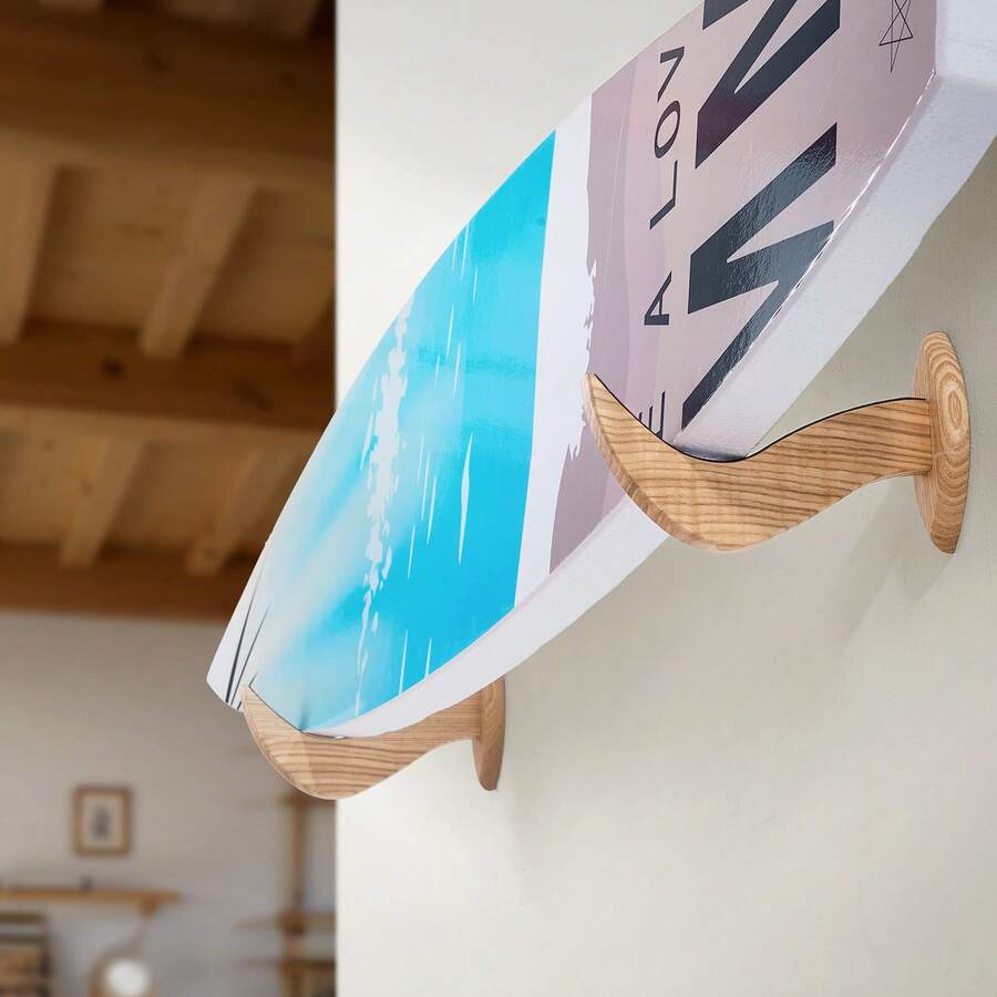 Surfboard Wall Mount, Horizontal Surfboard Rack For Storage And Display, Wooden Board Stand Organizer For Wall, Surf Board Holder Ideal For Wakeboards, Snowboards, Kiteboards, Shortboard, Skis - Wall-mounted 1-story unit - 查看 1