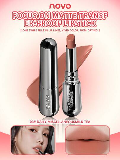 NOVO 防水、防汗天鹅绒哑光唇膏，不脱色，持久，色彩鲜艳，适合日常使用、旅行、户外、节日、生日、毕业典礼、派对、时尚彩妆