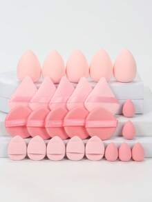 25pcs Makeup Sponge Set, Beauty Makeup Sponges For BB Cream, Foundation, Concealer Application, Especially Suitable For Covering Local Blemishes And Spots, More Suitable For Delicate Contouring Around Eyes, Nose, And Mouth. Latex-Free Wet And Dry Dual-Use Foundation Makeup Sponges, Suitable For All Skin Types. - Multicolor - View 2
