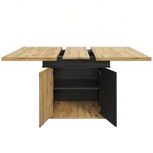 Table à Manger Télescopique 110-140*80 cm - Extensible et Pliable pour 4-6 Personnes - Design Rétro et Gain de Place - Idéale pour Cuisine, Salon, Salle à Manger et Appartement - Noir + Naturel + MDF-1 - Voir 9