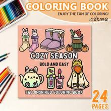 GDTME 1 Pc Children's Coloring Book "Cozy Seasons": Bold And Simple Pattern Coloring Book, Suitable For Adults, Adorable Painting Book, Perfect Gift For Christmas, Halloween And Birthday - Coloring Cozy Scenes, Stress Relief: Suitable For Friends Who Enjoy Coloring (Coloring Cozy Spaces) - COZY SEASON - View 12