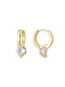 Artepollo 14K Gold Plated 925 Sterling Silver Shiny Zirconia Hoop Earrings For Girl, Hypoallergenic, Tarnish Resistant, Lightweight, Daily Jewelry, Gift Box Packaging, Great Gift For Girls - one-size - View 9