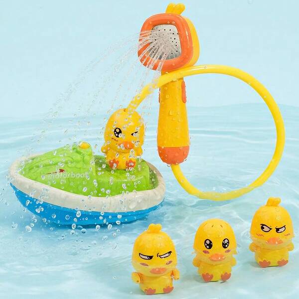 Children's Showerhead Shower Toy Little Yellow Duck Electric Rotating Showerhead Water Spray Baby Shower Toy