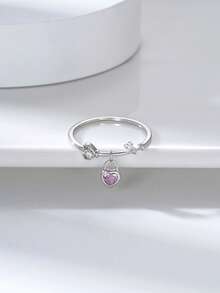 ORSA JEWELS 1枚心形锆石925纯银戒指，女士时尚指环饰品，婚礼派对配饰，圣诞节、新年、生日、周年纪念日、情人节礼物 - 金黃色 - 查看 8