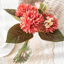 1/80 pièces Fleurs de chrysanthème artificielles Bouquets en soie Plantes artificielles pour décoration de mariage de printemps Vase pour décoration de maison, salle à manger, chambre à coucher, Fête des mères, Saint-Valentin, anniversaire, accessoires de fête, décoration de jardin extérieur - Couleur de la pâte de haricots - Voir 6