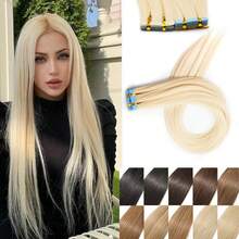 20 piezas de extensiones de cabello con cinta sintética para mujeres - Extensiones de trama invisible sin costuras, lisas y sedosas para moda femenina, fáciles de aplicar - Multicolor - Ver 2