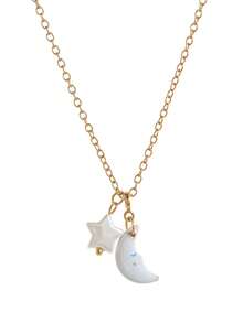 1pcsINS 时尚蝴蝶结花朵星星钥匙鸽子月亮珍珠吊坠项链，18k镀金，展现女性魅力，防水防汗，适合情人节、节日、日常休闲佩戴。女士首饰。 - 彩色 - 查看 10