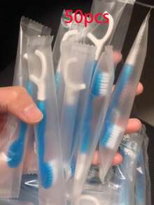 20/10pcs Mini Travel Toothbrush, 5-In-1 Pre-Attached Mini Brush + Floss + Pickaxe + Tongue Scraper, Portable Toothbrush With Fresh Beads - Multicolor - View 16