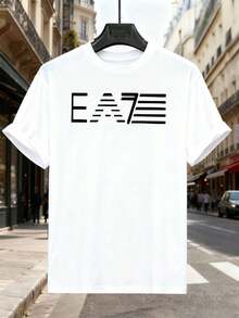 Men's Spring Graphic Print Cotton T-Shirt, 100% Cotton, Art Print, Street Hip-Hop, Breathable - White - View 2