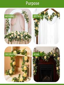 1 Set Artificial Flower Wreath With Lights, Realistic Floral Wreath, Suitable For Arches, Dining Table Centerpieces, Wall Decor, Parties, Home, Weddings, Valentine''s Day Decoration - Multicolor - View 6