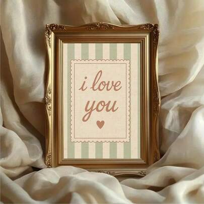 1 szt. bezramkowa dekoracja ścienna w stylu vintage "Kocham Cię", romantyczny wystrój w stylu Cottagecore, plakat w stylu rustykalnym, prezent do sypialni, salonu i akademika | Idealny prezent na rocznicę i Walentynki w rustykalnej estetyce
