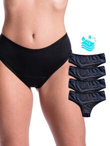 Set Of 3 Reusable Cotton Menstrual Panties, Hygienic, Antibacterial, Breathable Cotton - màu đen - Xem 9