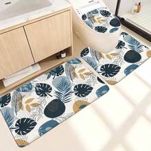 1件/4件套蓝色叶子图案浴帘套装，经典简约奢华浴室套装，波西米亚风浴室装饰套装，含12个挂钩 - 彩色 - 查看 6