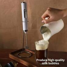 1pc Electric Hand Mixer - USB Rechargeable, 1200mAh, 3-Speed Adjustable, Comes With 2 Stainless Steel Beaters, Suitable For Whipping, Milkshake, Sauce, Puree, Cream, Cappuccino, Hot Chocolate, Milk Frothing - Upgrade Your Dining And Kitchen