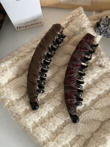 Women's Black/Khaki/Brown Banana-Shaped Lightweight Plastic Hair Clip, Simple & Minimalist Style Solid Color Hair Claw Accessory For Daily Wear, Parties, Work, Travel, Etc, Ideal For Hair Styling During Face Washing, Showering, Makeup And Outfit Matching Hair Clips Claw Clips Hair Claws Hair Barrettes, School Stuff, College, Hair Accessories, Hair Slide