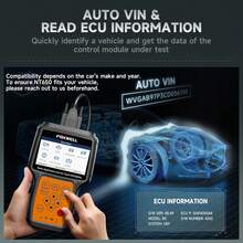 Foxwell NT650 Elite 双向诊断工具，ABS SRS模块主动测试，双系统OBD2故障码读取器，具备26项以上重置服务，适用于轿车和皮卡，带电池测试功能的汽车诊断扫描仪，终身免费更新 - 黃色 - 查看 9