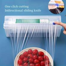 1/3Pcs Multifunctional Reusable Plastic Wrap Bidirectional Cutter, Easy-To-Replace Tear-Free Plastic Cutting Strip, Cutting Tool For Plastic Wrap/Aluminum Foil/Baking Paper, Kitchen Storage Accessory, Convenient To Use And Store, Without Plastic Wrap Container Box
