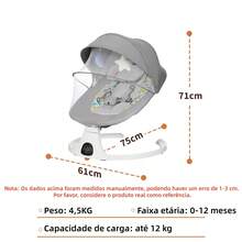 Cadeira de Descanso Balanço para Bebê com Música Mosquiteiro Controle Remoto Premium - Rosa chiclete - Visão 10