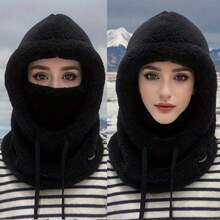 1pc Winter Ski Hat - Polyester Fleece Face Covering Hat, Windproof & Warm For Snowboarding/Riding, Adjustable Headband & Breathable Design - Multicolor - View 16