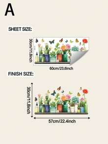 1 miếng dán trang trí hình cây xanh trồng trong chậu và bướm, miếng dán PVC, miếng dán tự dính dễ tháo rời, trang trí nhà cửa, làm cho cuộc sống của bạn tươi mới, miếng dán trang trí ngày lễ, quà tặng sinh nhật và tốt nghiệp - Nhiều màu - Xem 2