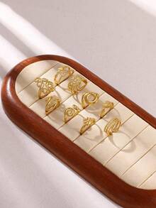 Heart Cubic Zirconia Rings For Womenl Gold Color Stainless Stee Ring Wedding Band Couple Jewelry Freeshipping Items - Yellow Gold - View 2