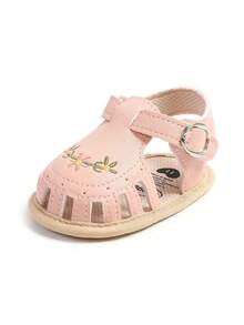 Infant Infant Girls Summer Sandals With Flower Soft Sole Newborn Toddler First Walker Crib Dress Shoes 0-3 6-12 12-18 Months - Pink - View 4