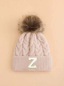 1 chiếc mũ len chữ cái cho bé, mềm mại, ấm áp và thoải mái, thích hợp cho bé trai và bé gái mặc ngoài trời vào mùa thu/đông. - Màu hồng nhạt - Xem 46