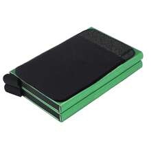 Tarjetero emergente de doble metal, bloqueador anti RFID, billeteras de aluminio para hombres, billetera inteligente mágica, pequeña y minimalista - Negro - Ver 9