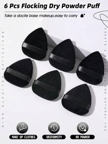 Set Spons Makeup Beludru Hitam 3 Buah, Spons Bedak Segitiga Besar Berbulu dengan Tali, Spons Makeup Wajah Profesional, Cocok untuk Alas Bedak dan Perona Pipi, Mudah Digunakan, Portabel, Terjangkau, Alat Makeup. - Hitam - View 4
