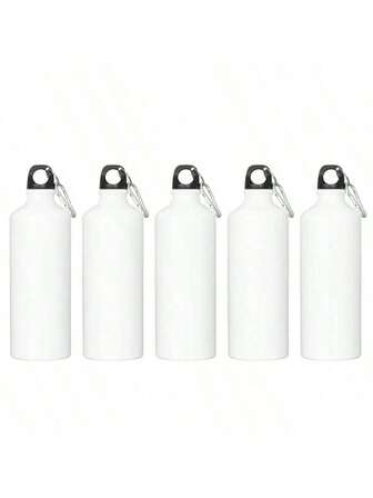 1个/批 400毫升/13.53盎司 白色空白升华水瓶，轻便铝制水杯，带螺旋登山扣，适合健身户外运动