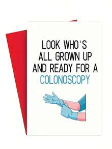 1pc Naughty And Funny Birthday Card With The Theme Of Doctor's Check-Up, Suitable For Sending To Your Friends (With Random Color Envelope) Back To School,Back To School,School Supplies - Blue and White - View 1