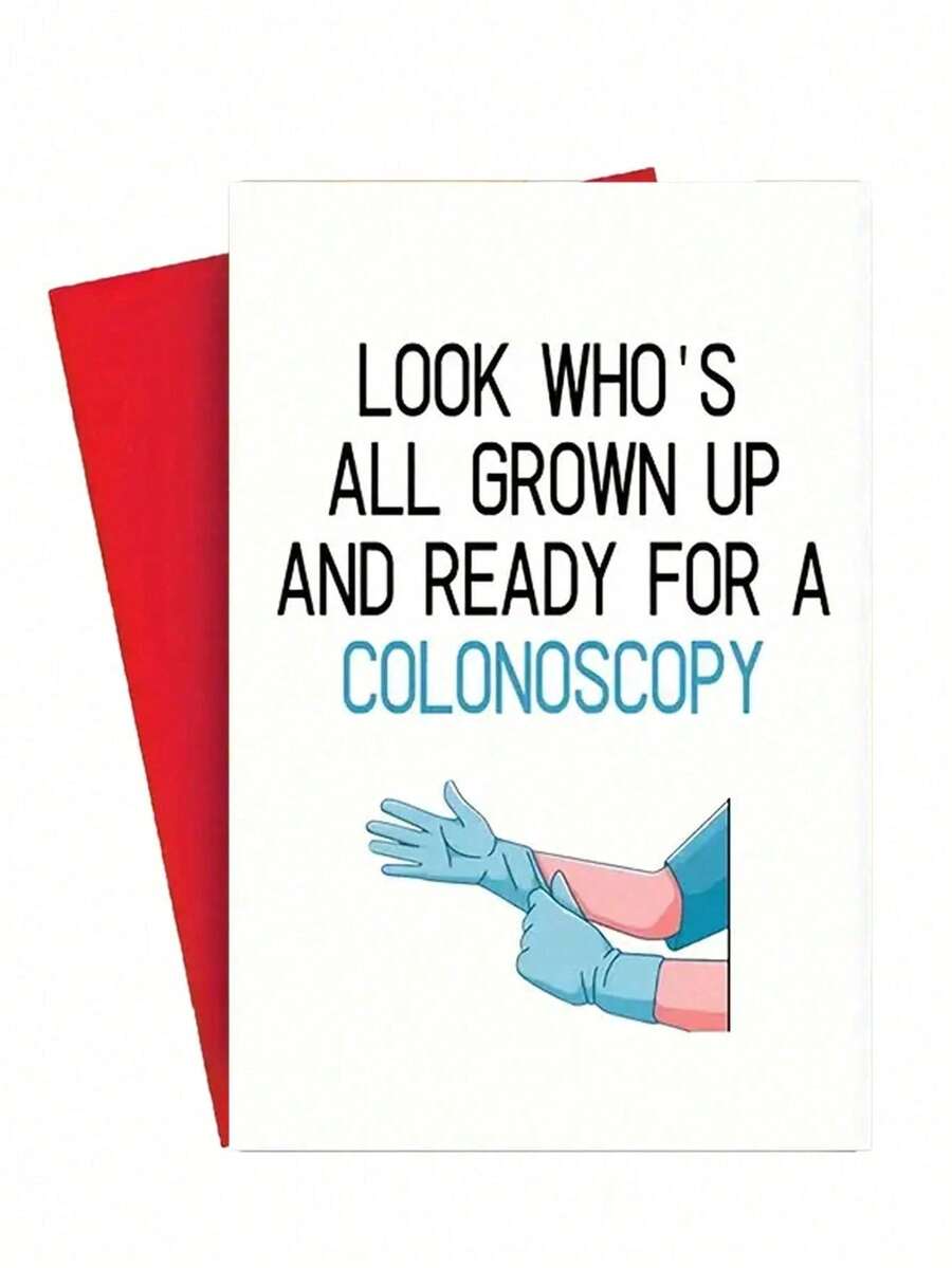 1pc Naughty And Funny Birthday Card With The Theme Of Doctor's Check-Up, Suitable For Sending To Your Friends (With Random Color Envelope) Back To School,Back To School,School Supplies - Blue and White - View 1